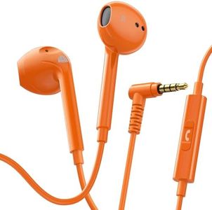LUDOS Zenith Wired Earbuds in-Ear Headphones, 5 Years Warranty, Earphones with Microphone, Noise Isolation Corded for 3.5mm Jack Ear Buds for iPhone, iPad, Samsung, Computer, Laptop, Gaming - Orange