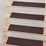 MBIGM 8" X 30" (15-Pack) Non-Slip Carpet Stair Treads Non-Skid Safety Rug Slip Resistant Indoor Runner for Kids Elders and Pets with Reusable Adhesive, Brown