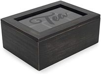 Cottage Garden Tea Black Woodgrain 9 x 6.25 Pine Wood Tea Storage Chest