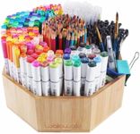 walowalo Bamboo Rotating Art Supply Organizer Holds 800+ Pencils Spinning Crayon Marker Pen Holder for Desk Brush Storage for Office School Classroom Organization Stationary (Larger Version)