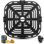 GCQ Air Fryer Crisper Plate for COSORI CAF-L501 Air Fryer 4.7L 9 in 1 Compact Air Fryers Oven, 21×21 CM Air Fryer Rack Replacement Parts Accessories Grill Plate Grill Pan Tray with Rubber Bumpers