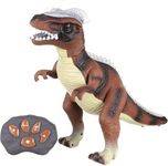 Tweqtoy Light Up RC Dinosaur Toy for Kids – Remote Control Walking Roaring Realistic Dino Robot with Lights & Sound, Large Interactive Toy for Toddlers Boys Girls, Durable Moving Dinosaur (Brown)