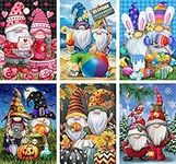 Diamond Painting Kits for Adults, 6 Packs 5D DIY Gnomes Diamond Art Kits Full Drill Diamond Dots for Gift Wall Decor Gem Arts 12x16 inch