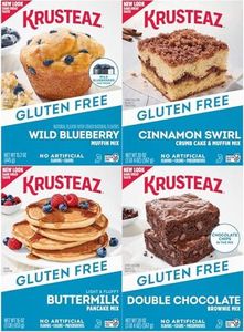 Krusteaz Gluten Free Mix Variety Pack: Blueberry Muffin, Cinnamon Crumb Cake, Double Chocolate Brownie and Pancake Mix (Bundle of 4)