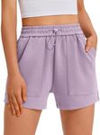 PINSPARK Sweat Shorts Women Comfy Soft Lounge Shorts Casual Summer Athletic SweatShorts Activewear Pockets, Purple, X-Large