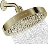 SparkPod Fixed Shower Head - High Pressure Rain - Luxury Modern Look - Easy No-Tool Installation - Perfect Adjustable Replacement for Your Bathroom Shower Heads (15 cm Round, Polished Antique Brass)