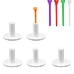 MAZEL Premium Rubber Golf Tees for Mats - High Performance Rubber Tees Holder Set for Driving Range & Indoor Outdoor Practice Mat (5 Pack 1.8" Tee Holder + 5 Tees)