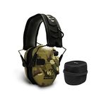 Walker's Game Ear Razor Slim Electronic Lightweight Shooting Hunting Range Hearing Protection Muffs (Multicam Tan Camo) Bundle with Protection Case (2 Items)
