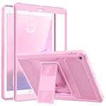 MoKo Case Fit 2018/2017 iPad 9.7 6th/5th Generation - [Heavy Duty] Shockproof Full Body Rugged Hybrid Cover with Built-in Screen Protector Compatible with Apple iPad 9.7 Inch 2018/2017, Nosegay Pink