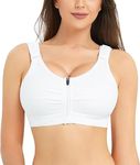 Nebility Zip Front Closure Sports Bra for Women Everyday Support Bra Compression Workout with Adjustable Straps Wirefree