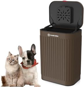 PAWZIDEA Dog Poop Trash Can Outside Wall Mounted, Dog Waste Trash Can with Lid, Hanging on Fence, Garbage, Outdoors, Metal Dog Poop Container, Small Garbage Can Odor Control w/Activated Carbon Filter