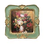 WINPLUS+ Vintage Picture frames, Luxury Antique Photo Frames With Golden Embossed Flower Furnishing, Retro Style Decor, Wall and Tabletop Display, Art Gallery (Green, 3x3)