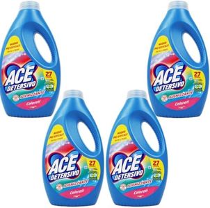 Ace Detersivo Liquido Igienizzante, Confezione da 4 Flaconi da 1350ml, Totale 108 Lavaggi, Formula Potente per la Rimozione delle Macchie, Profumo Fresco (Colorati)