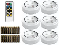 Brilliant Evolution LED Puck Light | Wireless LED Under Cabinet Lighting | Under Counter Lights for Kitchen | Battery Operated Lights | Under Cabinet Light (6 pack with batteries (White))