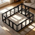 Qoility Acrylic Dog Playpen Indoor, Height 30", 20 Panels, Modular 2 Room & Toilet Area, Ideal for Small & Toy Dogs, Black
