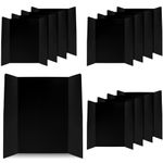 SATINIOR 12 Pcs Plastic Trifold Poster Board Presentation Poster Boards Tri Fold Board Bulk Science Fair Photo Display Boards for School Projects, Pictures, Exhibitions, Workshops(Black,36" X 48")