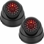 JUSTOP 2x Dome Dummy CCTV Camera Outdoor/Indoor Waterproof With Reality LED Light Fake CCTV Cam - Black (Twin Pack),JT-DMC-D-2BK