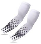 Tough Outdoors Sports Compression Arm Sleeves for Men & Women - Youth, Kids Basketball Shooting Sleeves - Football, Baseball, Diamondback White, Youth Small