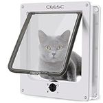 CEESC Large Cat Flap, Magnetic Pet Door with Rotary 4 Way Lock for Cats, Kitties and Kittens (Large, White)