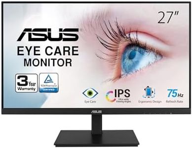 ASUS VA27DQSB 27” Monitor, 1080P Full HD, 75Hz, IPS, Adaptive-Sync, Eye Care, HDMI DisplayPort VGA USB Hub, Frameless, Ergonomic Design, VESA Wall Mountable