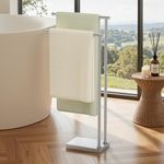 KES Free Standing Towel Racks for Bathroom with 3X Thicker Base, 2-Tier Towel Rack Stand for Bathroom Floor, Upgrade Steady Design, Pro-Grade 18/8 Stainless Steel Brushed Finish, BTH239A-2