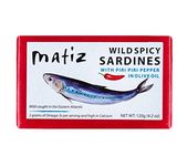 Matiz Spicy Wild Spanish Sardines in Olive Oil and Piri Piri Pepper, 4.2 oz (1 Pack)
