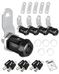 Naissian 2023 RV Locks for Storage Door, Cylinder Cam Lock for RV Storage Door, Toolbox, Tool Cart, Guns Safes Secure Locks, 7/8", 90°Turn, Pack of 5 with 6 Key Alike, Matte Black