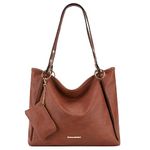 Montana West Tote Bag for Women Purses and Handbags Shoulder Bag with Removable Coin Pouch, *Large-brown