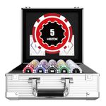 600-Piece Casino Poker Chips Set with Denominations, 11.5g Weighted Chips, 2 Decks & Compact Aluminum Case for Texas Hold'em & Blackjack