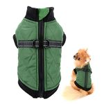 SMALLLEE_LUCKY_STORE Pet Water Resistance Zip-up Jacket Vest Coat with D-rings for Small Dogs Cats, Fleece Lined Puppy Chihuahua Yorkie Warm Winter Clothes, Green, L