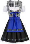 Kate Kasin Women's Beer Babe Oktoberfest Costume 2 Piece Off Shoulder Traditional Dirndl Dress Royal Blue L