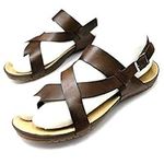 Harssidanzar Mens Leather Sandals GM202,Brown,Size 7