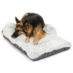 Best Friends by Sheri Nap Mat Dog Bed with Bolster - Washable Dog Bed Crate Pad with Removable Cover, Frost, Large, 36" x 21"