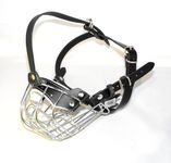 Strong Metal Wire Basket Dog Muzzle for Bully XL, American Bully & Other (B4, Siver Black Leather)