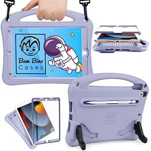 Bam Bino Space Suit Kids iPad Case for 9th/8th/7th Generation (2021/2020/2019) with Pencil Holder, Shoulder Strap, Handle, Stand, Built-in Screen Protector Full-Body Shockproof Cover - 10.2 Inch