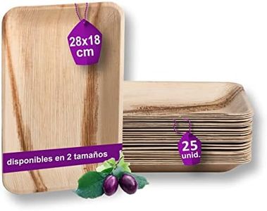 Waipur Platos Hoja de Palma Ecológicos - 25 Platos Desechables Rectangular 28x18 cm - Vajilla Desechable Elegante, Estable, Natural y Biodegradable - Bandejas de Fiesta - como Platos Bambu