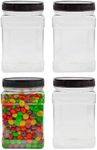 32oz Square Plastic Jars (4-Pack, Q