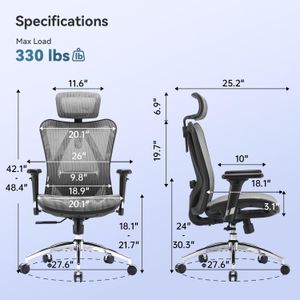 SIHOO M57 Ergonomic Mesh Office Chair – Adjustable Lumbar, 3D Armrests, Grey