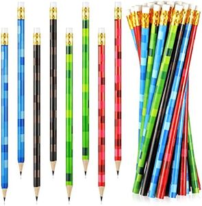 Spakon 36 Pieces Pixel Themed Pencils Multicolor Miner Style Pixelated Video Game Themed Party Fun Pencils Classroom Rewards Prizes for Boys Mining Birthday Party Favors Girls (Bright Colors)