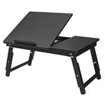 SONGMICS Multi-Functional Laptop Desk, Bed Tray Breakfast Table with Storage Drawer, Black ULLD01BK