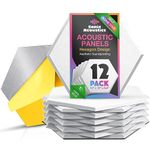 Sonic Acoustics Self-adhesive 12 Pack White Hexagon Acoustic Panels, 14" X 12" X 0.4" High Density Sound Absorbing Panels Sound proof Insulation Beveled Edge Studio Treatment Tiles (12 Pack, White)