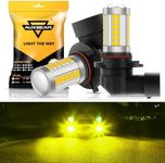 Auxbeam 9005 H10 LED Fog Light Bulbs High Power 50W 3020 SMD Bulb for Fog Light, Tail lights - 3000K Golden Yellow (Set of 2)