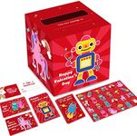 Valentines Day Cards for Kids and Mailbox for Classroom Exchange (1 Box, 36 Valentine Cards, 9 Teacher Card With 32pcs Stickers)