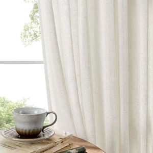 Joydeco Linen Curtains for Living Room,Semi-Sheer Curtains 84 Inches Long,Living Room Curtains 2 Panel Sets,White Curtains Pinch Pleated Curtains & Drapes(W52 x L84 Inch, Off-White)