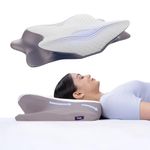 Frido Cervical Butterfly Pillow| Orthopedic Memory Foam Pillow for Neck & Shoulder Pain | Ergonomic Contours | Dual Height Options | Pillow for Side Sleepers with Arm Support | Grey | Pack of 1