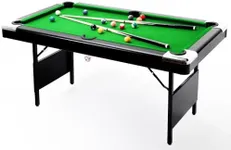 CuisinSmart 5.5FT Pool Table, Billiard Tables, Foldable Pool Table, Pool Table Set Includes Balls, Cues, Chalks and Brush, for Family Party Game Room Kid Adult, Green