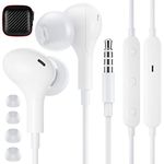 Hi-Fi Stereo Bass Earbuds Noise Isolating in-Ear Headphones Wired Earphones with Microphone Volume Control Lightweight for iPhone, iPad, MP3, Huawei, Samsung, Pixel and Most with 3.5mm Headphone Jack