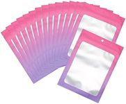 100 Pcs Resealable Mylar Ziplock Food Storage Bags, Gradient Color Smell Proof Bag with Clear Window, Packaging Pouch for Coffee Beans Candy Sample Food (Pink Purple, 4 X 6 Inch)