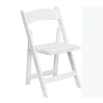 Flash Furniture 4 Pack Hercules Series Wood Folding Chair with Vinyl Padded Seat, White, Set of 4