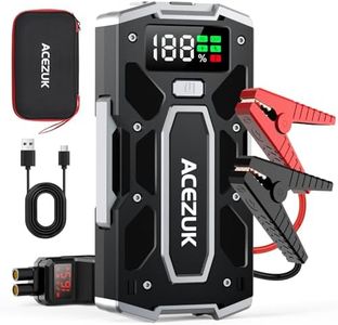 ACEZUK Starthilfe Powerbank 5000A 12V (bis zu 8.0L Benzin und6.5L Diesel) Auto Starthilfe mit LED-Taschenlampe, großen Bildschirm, Jumper Bildschirm, Autobatterie Booster für SUV Motorrad Rasenmäher